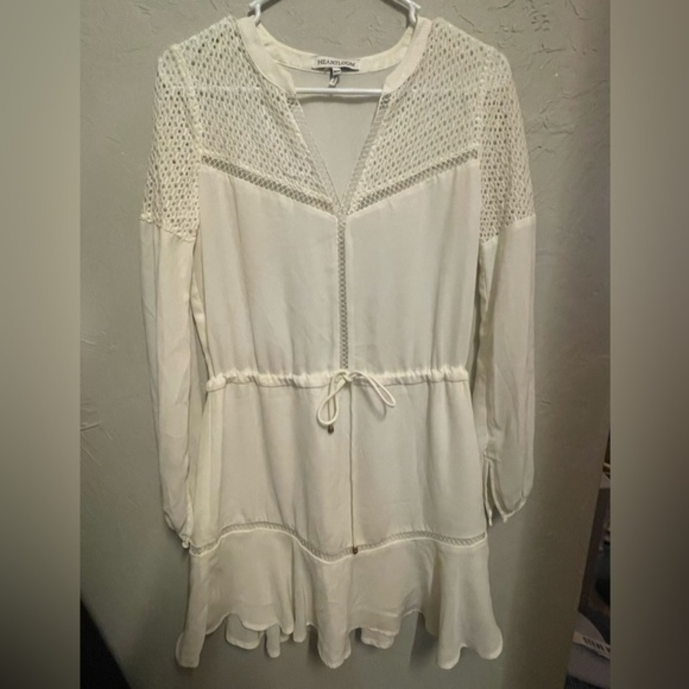 Heartloom Long Sleeve White Mini Dress - size xsmall